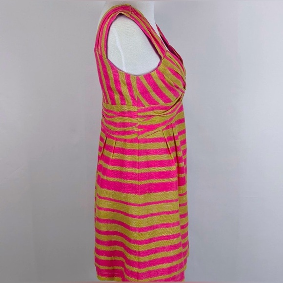 NWT Pink gold silk linen pleated bust NANETTE LEPORE dress knee length 6 - Picture 5 of 12